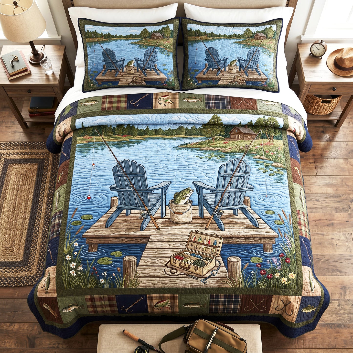 Dockside Morning 3-Piece Quilted Bedding Set NCU0TV1909