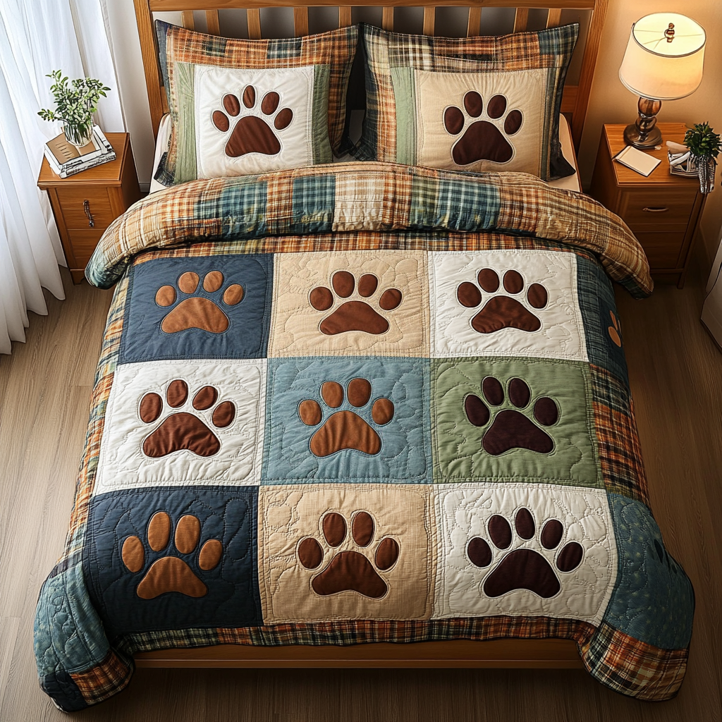 Dog Garden 3-Piece Quilted Bedding Set NCU0DK10438