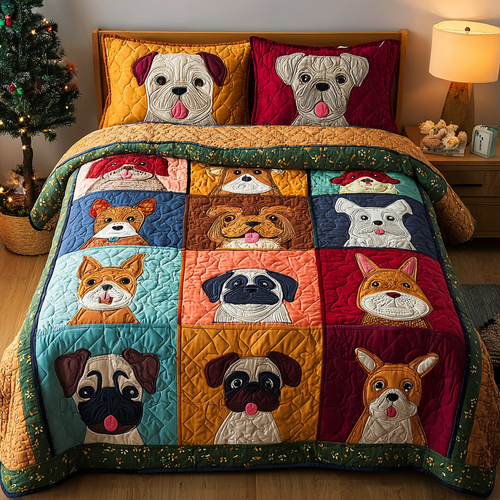Dog Land 3-Piece Quilted Bedding Set NCU0DK10434