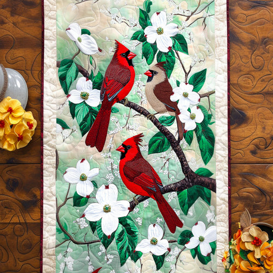 Dogwood Cardinals Quilted Table Runner NCU0NT6424
