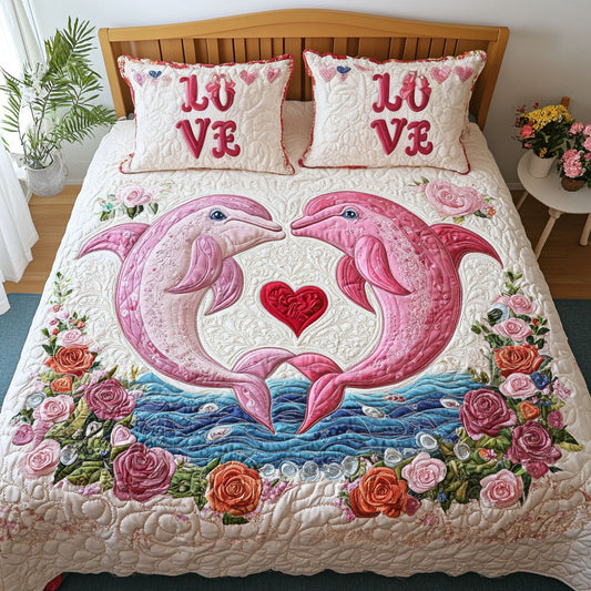 Dolphin Harmony 3-Piece Quilted Bedding Set NCU0PT2967
