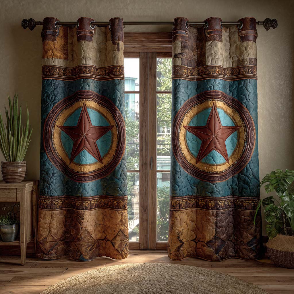Double Star Medallion Quilted Curtains NCU0XD2144