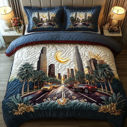 Downtown Los Angeles 3-Piece Quilted Bedding Set NCU0DV5125