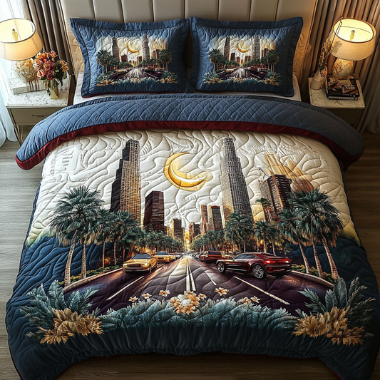 Downtown Los Angeles 3-Piece Quilted Bedding Set NCU0DV5125