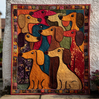 Doxie Garden Stroll Quilted Blanket NCU0NT9181