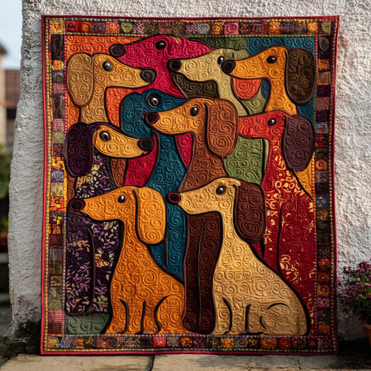 Doxie Garden Stroll Quilted Blanket NCU0NT9181