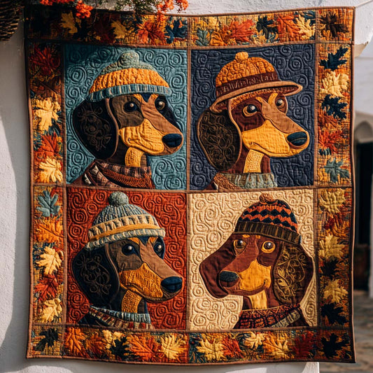 Doxie Leaf Dance Quilted Blanket NCU0NT9182