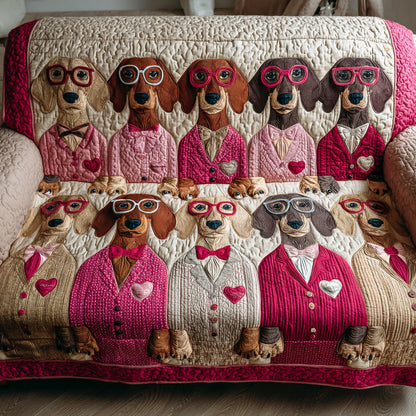 Doxie Romance Quilted Sofa Cover NCU0TD2175