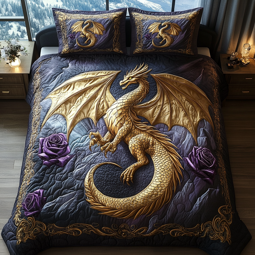Draconic Majesty 3-Piece Quilted Bedding Set NCU0DV3826