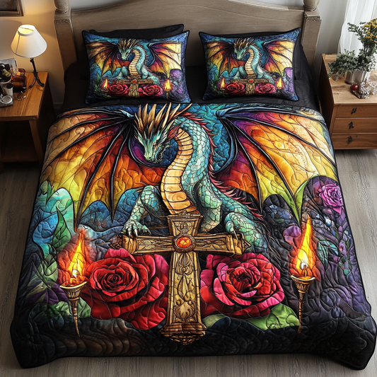 Draconic Realm 3-Piece Quilted Bedding Set NCU0DV2405