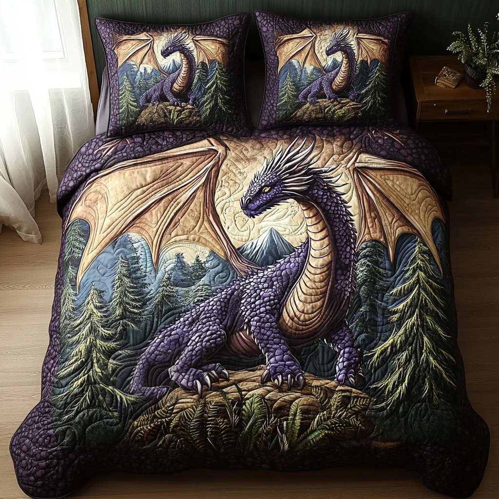 Dragon Forest Charm Quilted Bedding Set NCU0DV5434