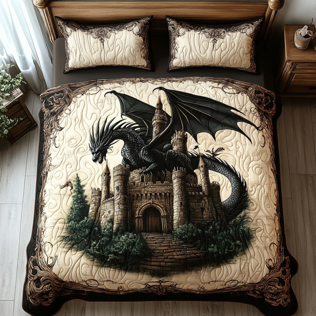 Dragon 3-Piece Quilted Bedding Set NCU0VT177
