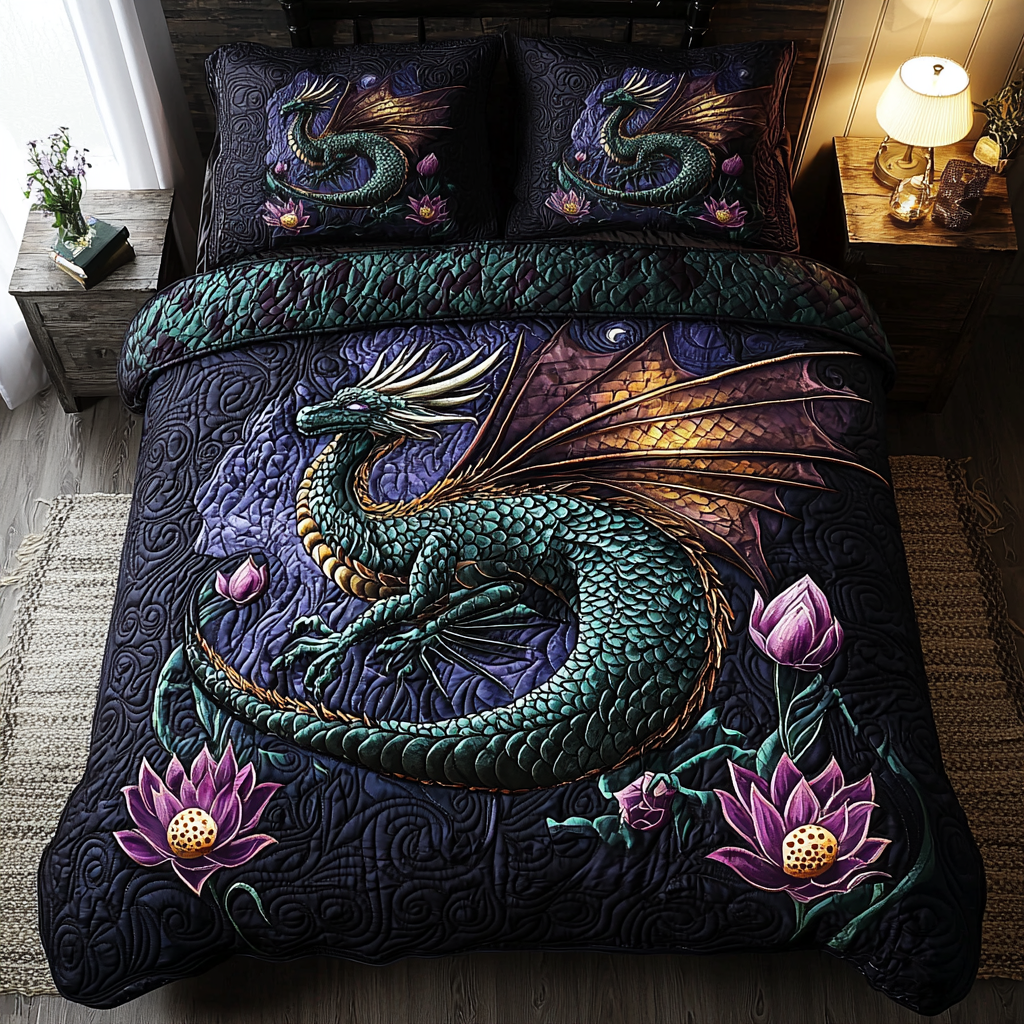 Dragon v2 3-Piece Quilted Bedding Set NCU0VT184