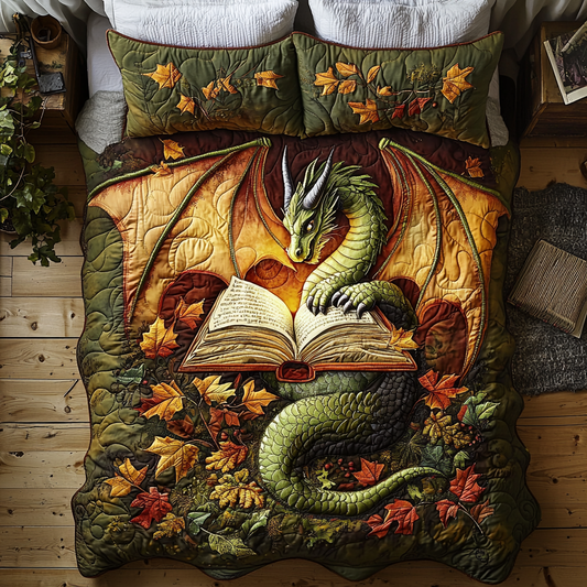 Dragon Autumn Book 3-Piece Quilted Bedding Set NCU0DV6027