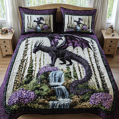 Dragon Bloom 3-Piece Quilted Bedding Set NCU0DV6441