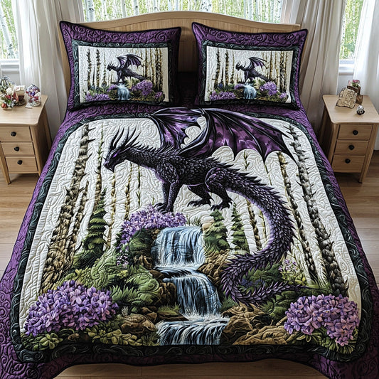 Dragon Bloom 3-Piece Quilted Bedding Set NCU0DV6441