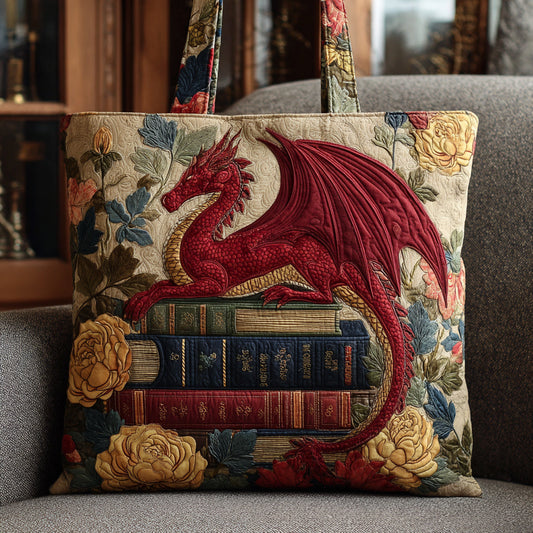 Dragon Book Keeper Quilted Tote Bag NCU0HH712