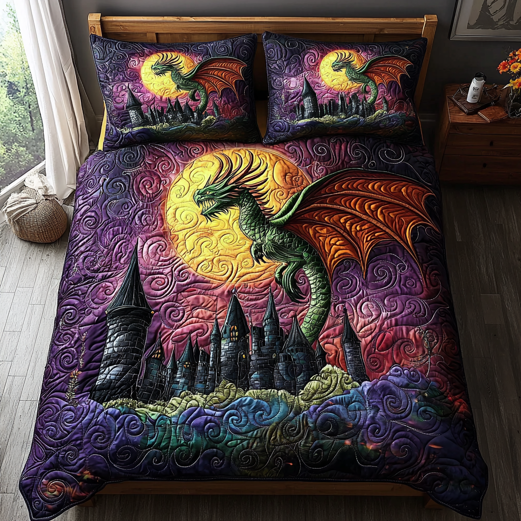 Dragon Castle 3-Piece Quilted Bedding Set NCU0DV6022