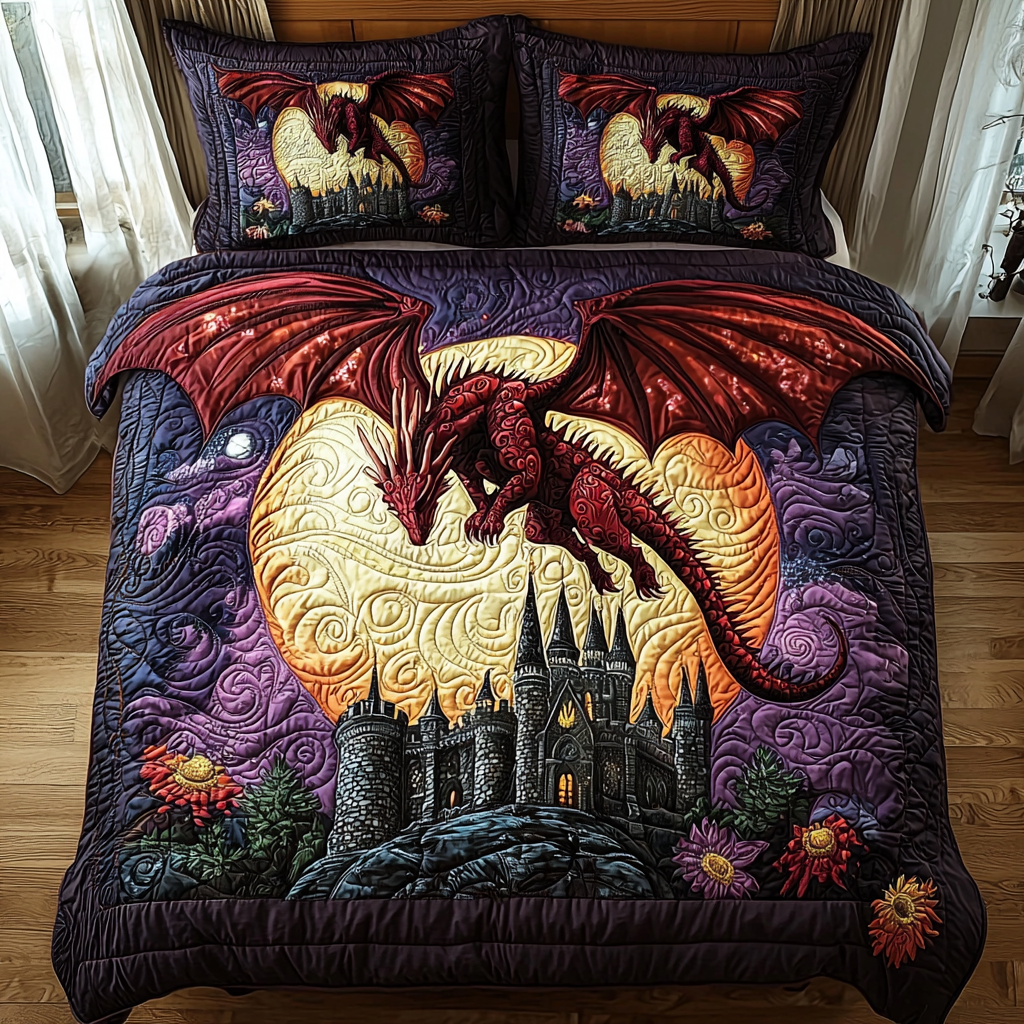 Dragon Castle Soar 3-Piece Quilted Bedding Set NCU0DV6031