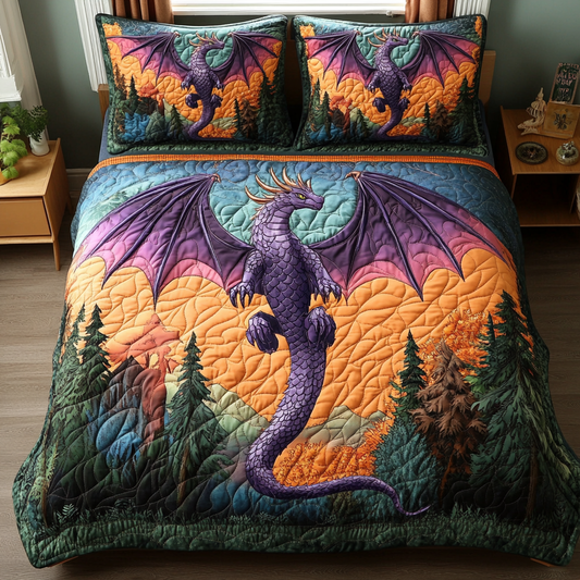 Dragon Dawn 3-Piece Quilted Bedding Set NCU0DV6075