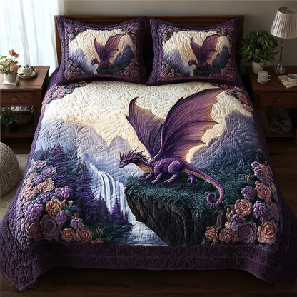 Dragon Embrace 3-Piece Quilted Bedding Set NCU0DK8203