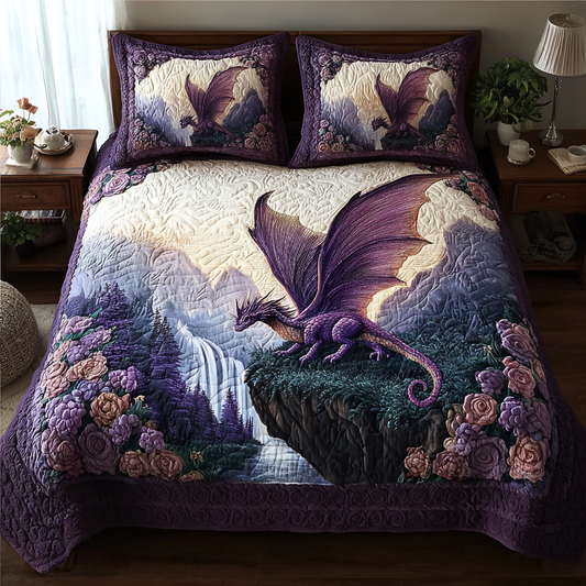 Dragon Embrace 3-Piece Quilted Bedding Set NCU0DK8203