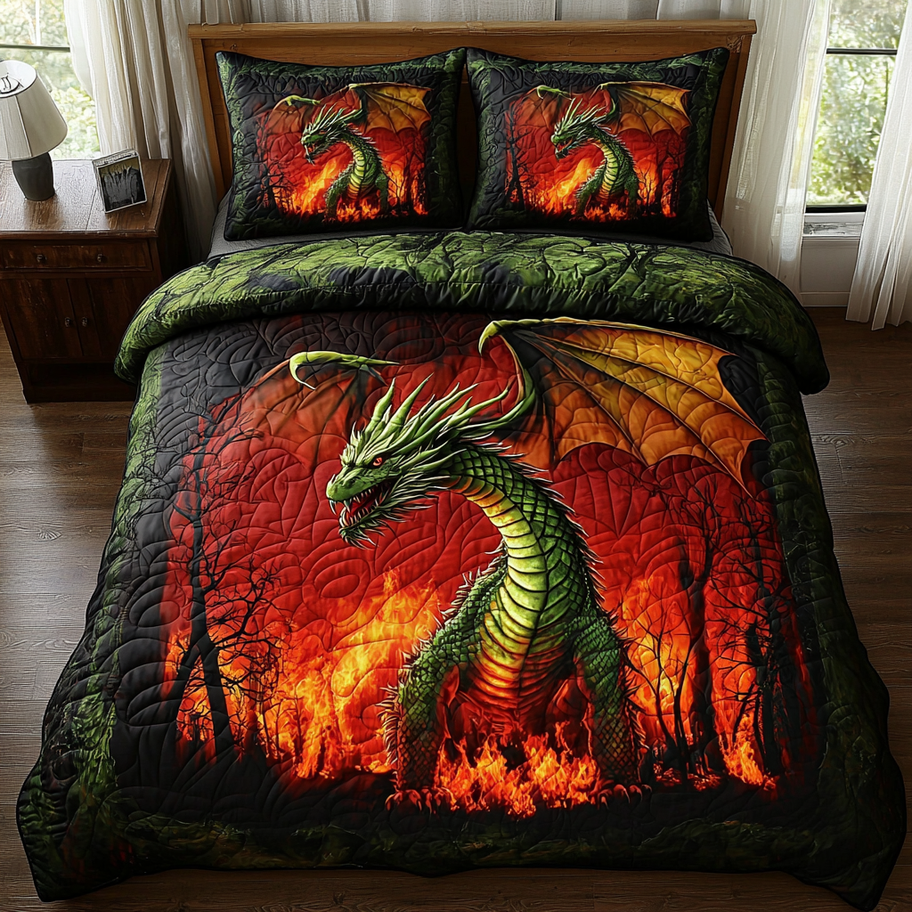 Dragon Fire 3-Piece Quilted Bedding Set NCU0DV6215