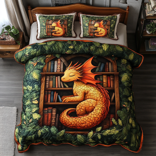 Dragon Flame 3-Piece Quilted Bedding Set NCU0DK7472