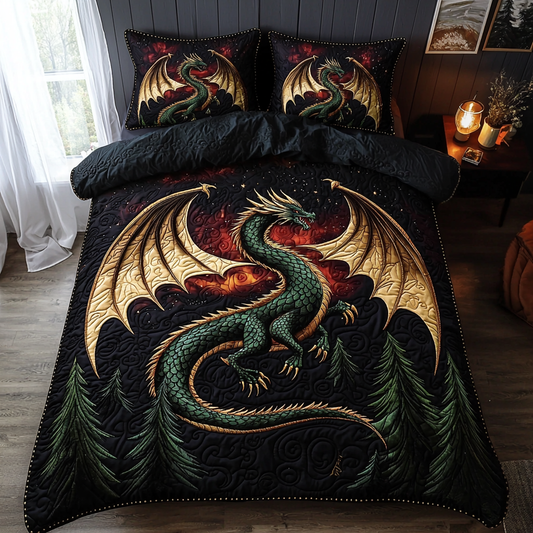 Dragon Flame 3-Piece Quilted Bedding Set NCU0DV6209