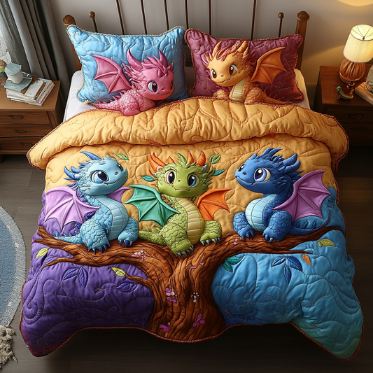 Dragon Flight 3-Piece Quilted Bedding Set NCU0DK7394
