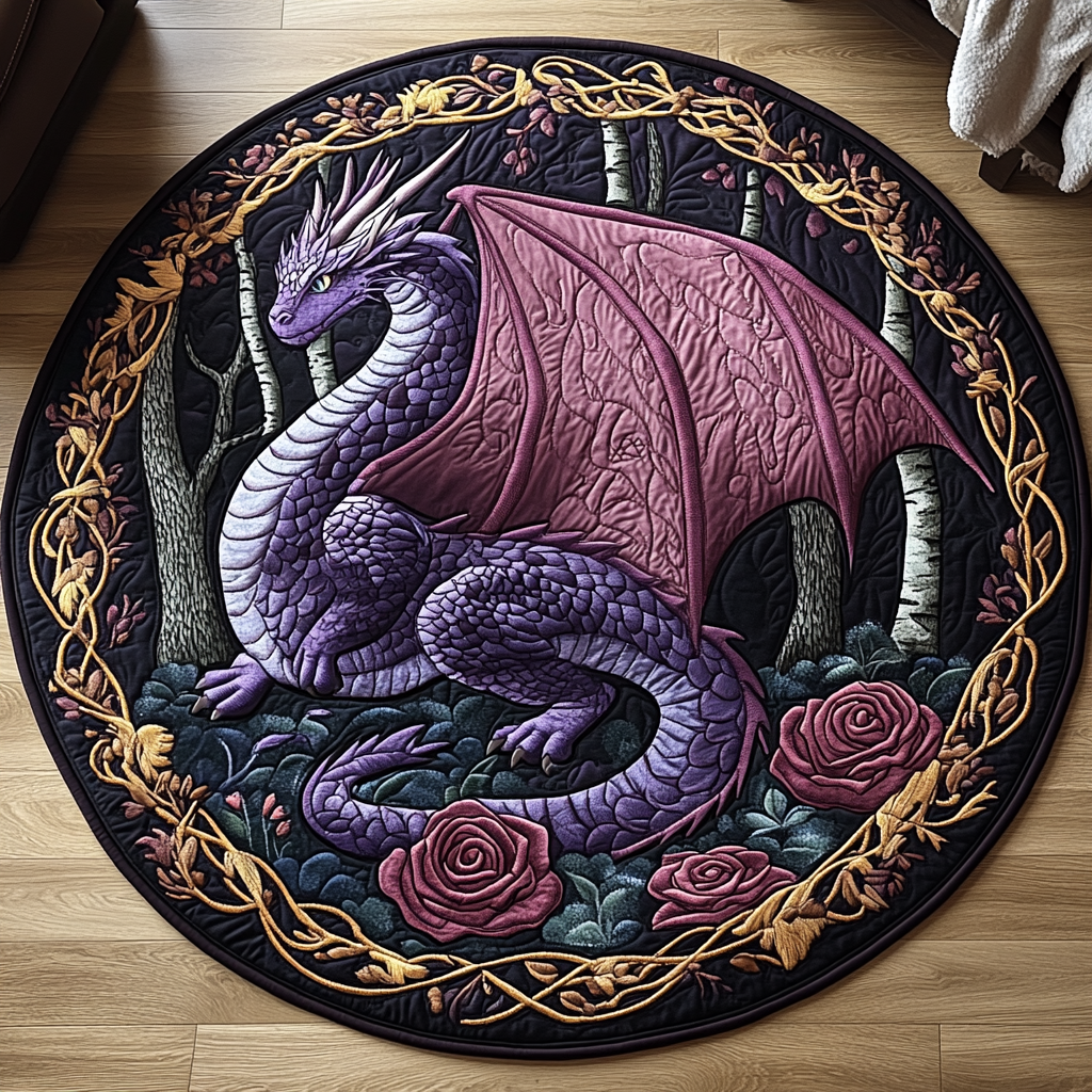 Dragon Fury Quilted Round Mat NCU0DV3724