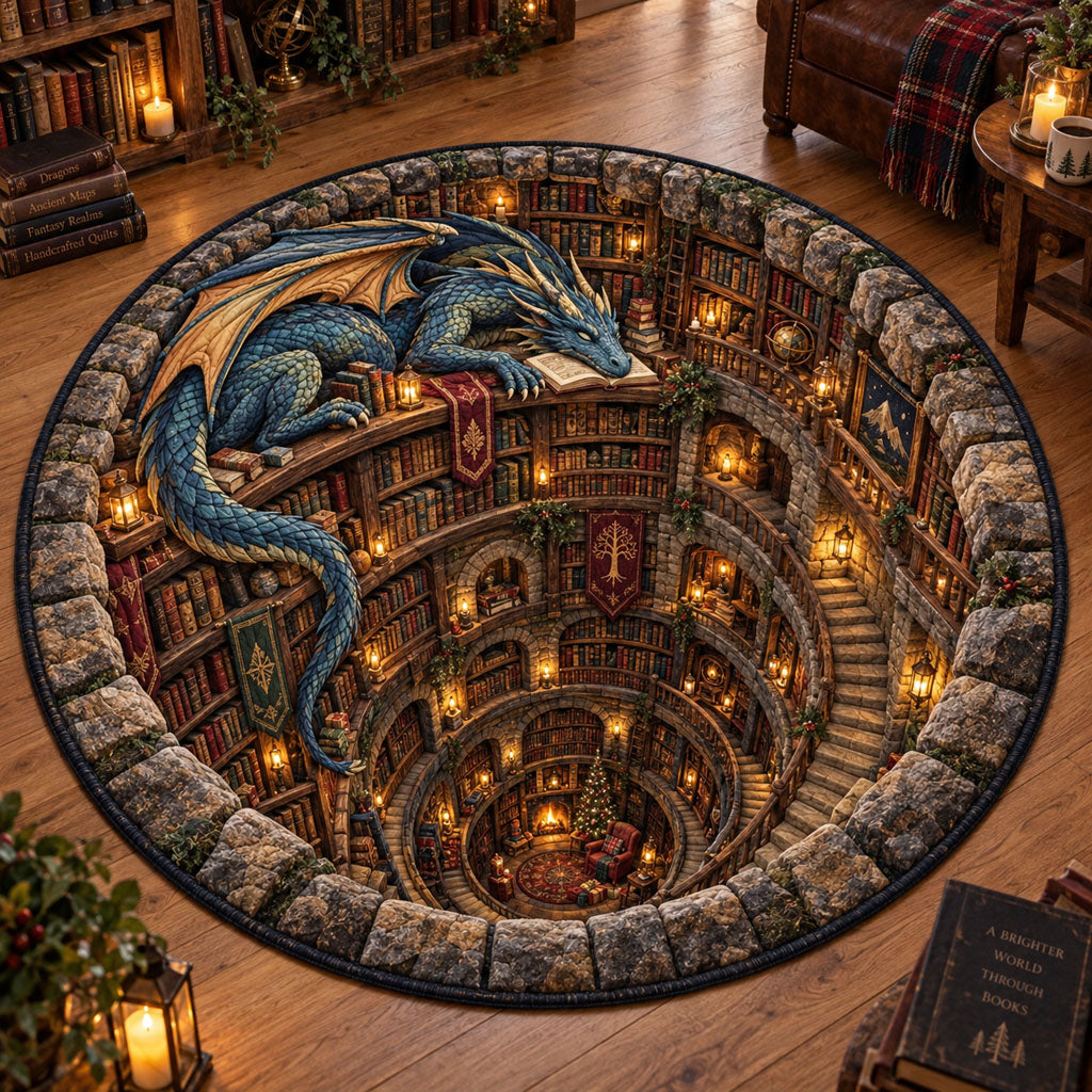Dragon Guardian Reading Cave Quilted Round Mat NCU0PT12165