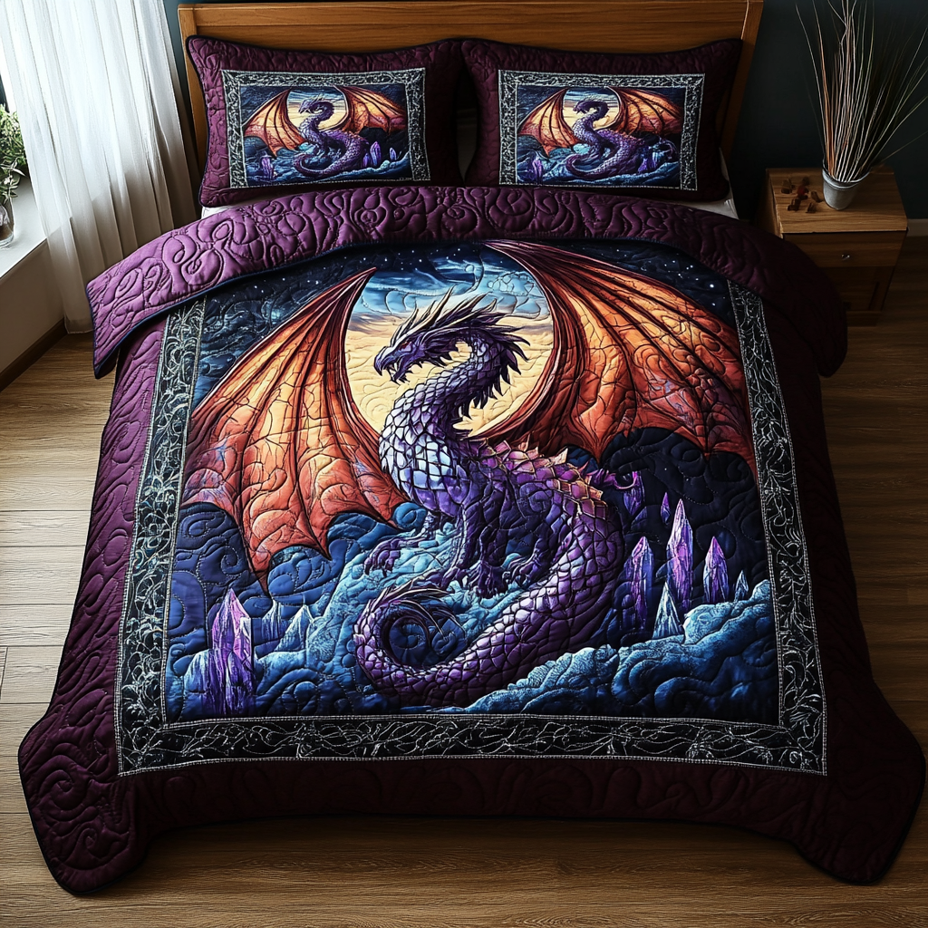 Dragon Legend 3-Piece Quilted Bedding Set NCU0DV3827