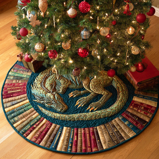 Dragon Library Flame Christmas Quilted Tree Skirt NCU0TD1113