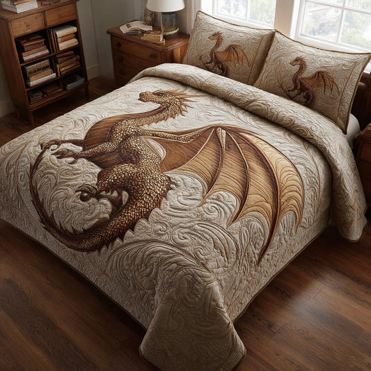 Dragon Light 3-Piece Quilted Bedding Set NCU0DV6439
