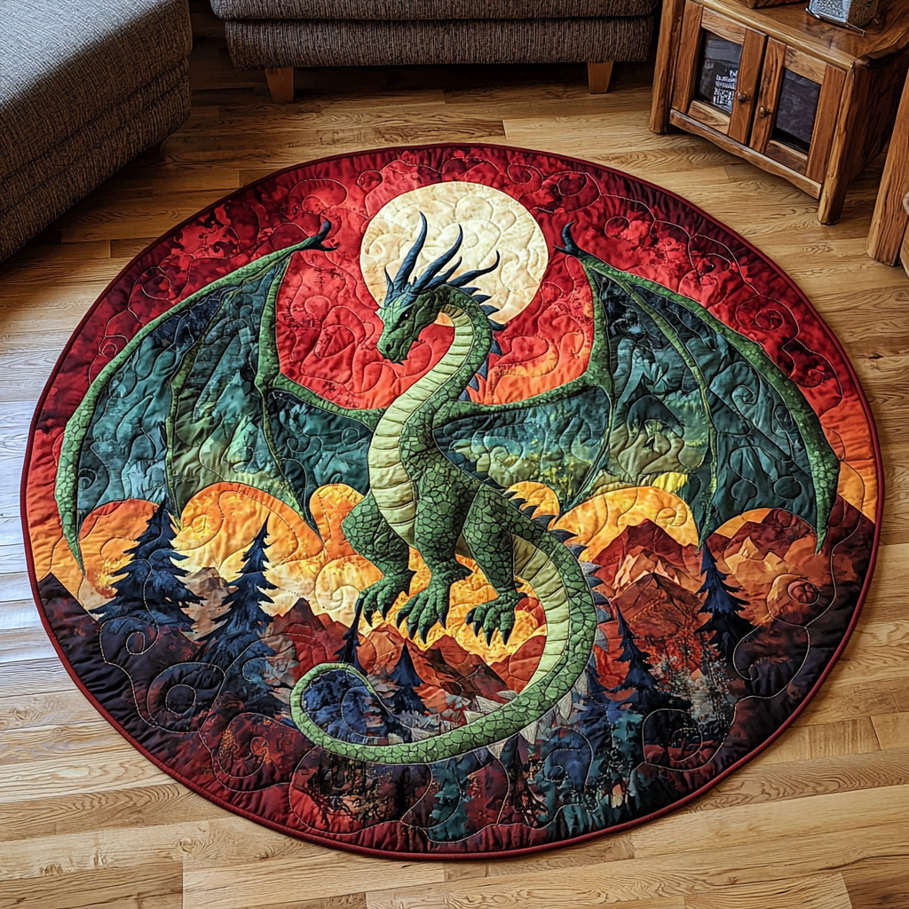Dragunity Mat Dragon Moon Quilted Round Mat NCU0DV6112 – Vantique