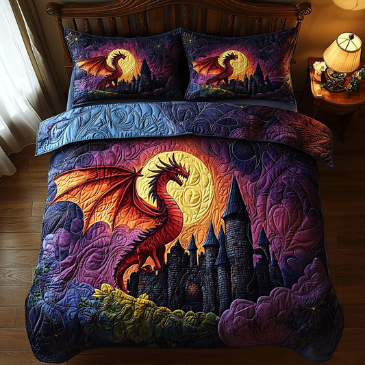 Dragon Moonlit Fortress 3-Piece Quilted Bedding Set NCU0DV6028