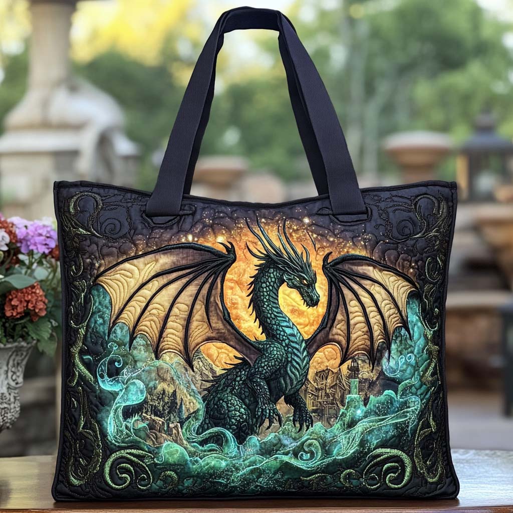Dragon Mystic Bloom Quilted Tote Bag NCU0NT8453