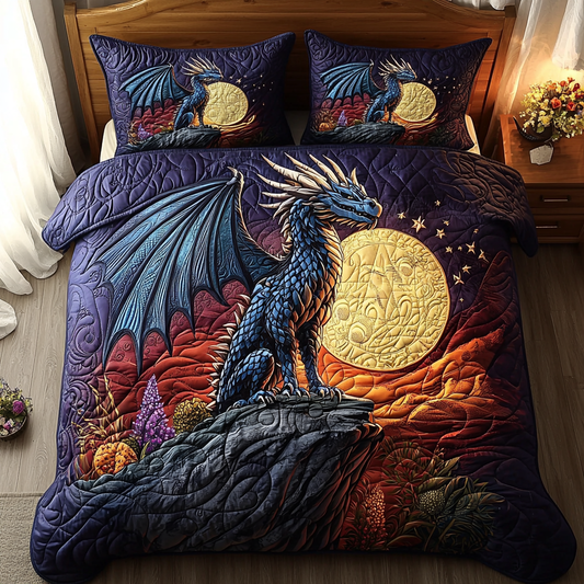 Dragon Mystic Forest 3-Piece Quilted Bedding Set NCU0DV6024