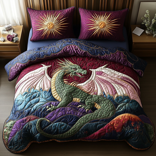 Dragon Myth 3-Piece Quilted Bedding Set NCU0DV5614