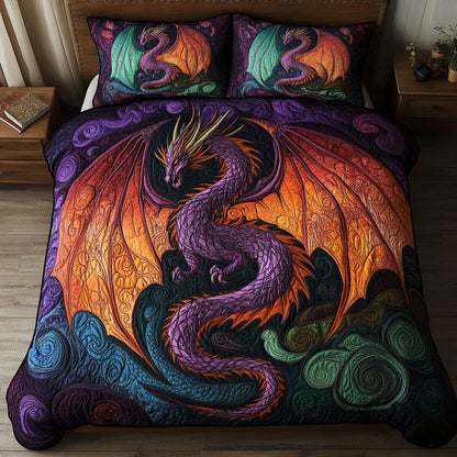 Dragon Realm 3-Piece Quilted Bedding Set NCU0DK11702