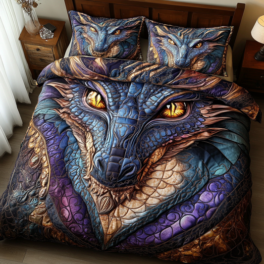 Dragon Rise 3-Piece Quilted Bedding Set NCU0DK8314