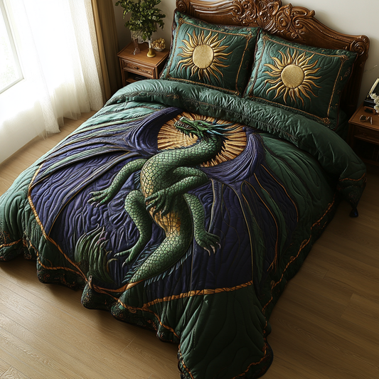Dragon Rune 3-Piece Quilted Bedding Set NCU0DV5613