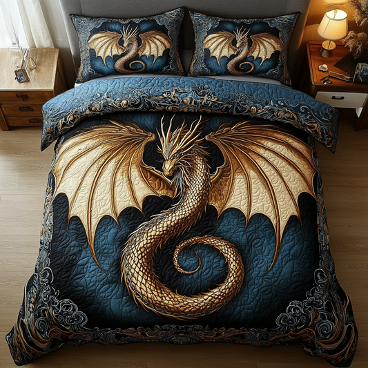 Dragon Scale 3-Piece Quilted Bedding Set NCU0DK8046