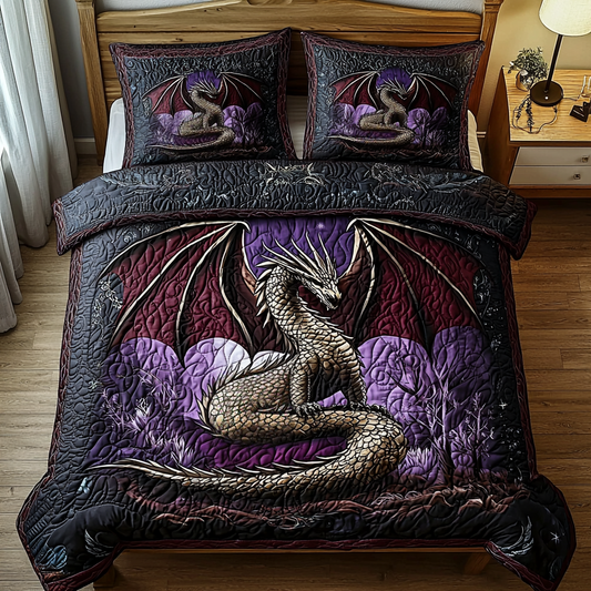 Dragon Silver Wings 3-Piece Quilted Bedding Set NCU0DV6025