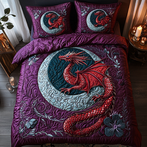 Dragon Sky 3-Piece Quilted Bedding Set NCU0DV6217