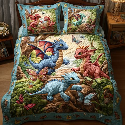 Dragon Spirit 3-Piece Quilted Bedding Set NCU0DK7475