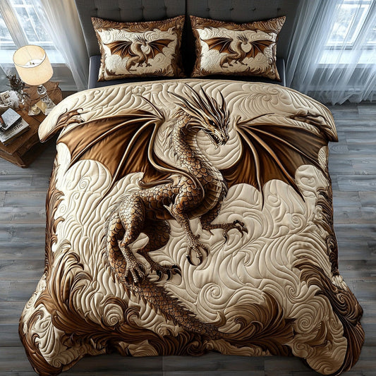 Dragon Stone 3-Piece Quilted Bedding Set NCU0DV6442