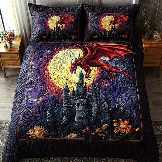 Dragon Wrath 3-Piece Quilted Bedding Set NCU0DV6021
