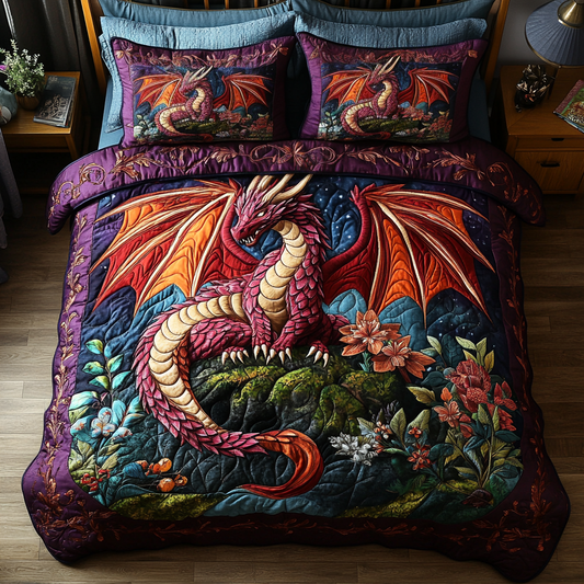 Dragon Wrath 3-Piece Quilted Bedding Set NCU0DV3664